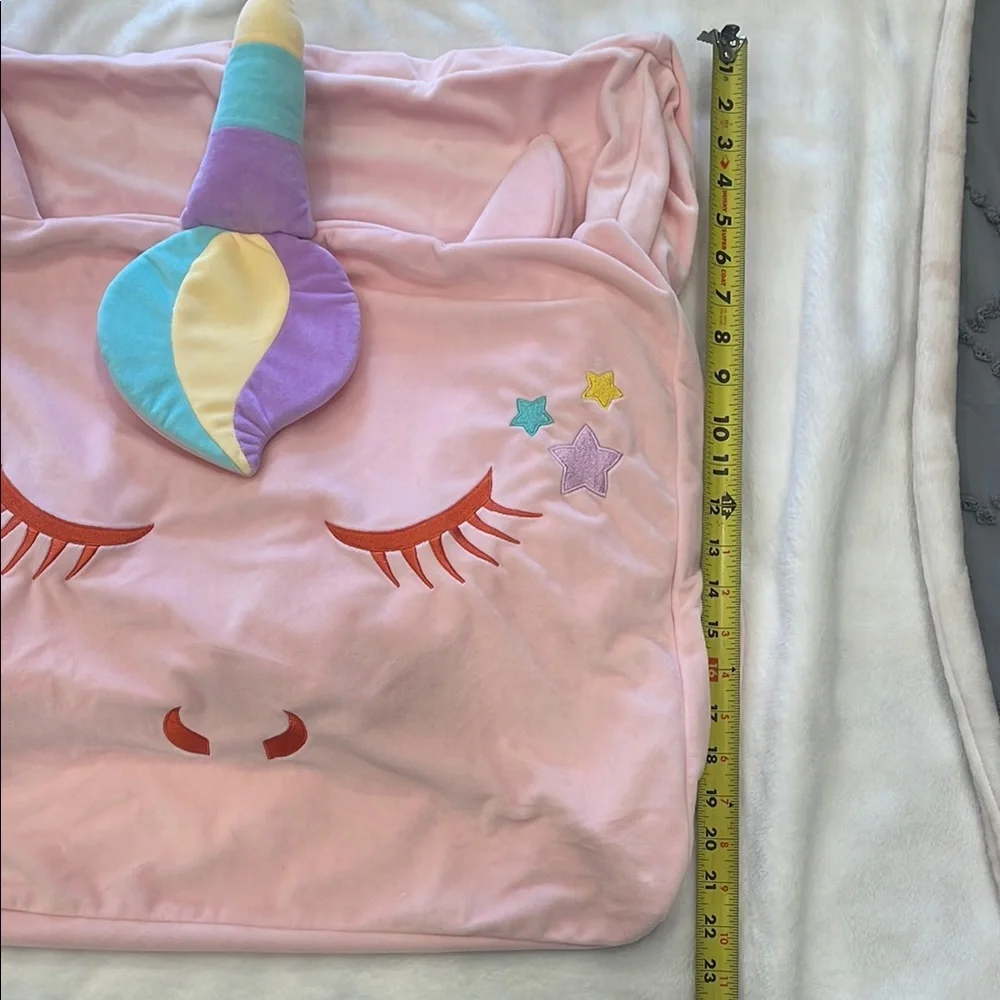 Pink Unicorn stuffed animal storage beanbag chair pink new organization cover